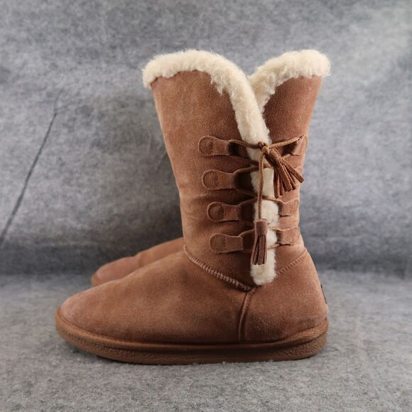 Tamarac Shoes Womens 9 Boot Winter Leather Wool Pull On Comfort Warm Brown Tahoe - Picture 4 of 14